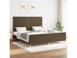 Estrutura De Cama Sem Colchão 160x200 Cm Tecido Castanho-escuro