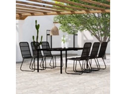 Vidaxl 7 Pcs Conjunto De Jantar Para Jardim Preto