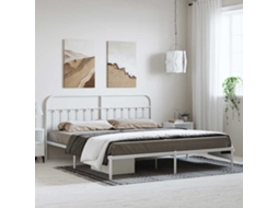 Vidaxl Estrutura De Cama Com Cabeceira 193x203 Cm Metal Branco