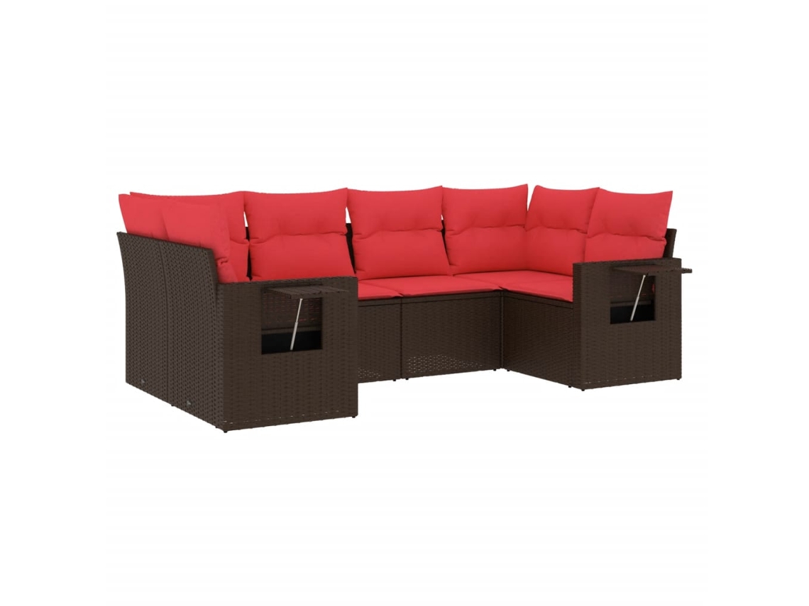 Conjunto de Sofá de Jardim, 6 Peças, Almofadas, Rattan Preto MAISON EXCLUSIVE