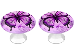 Conjunto De 2 Puxadores Aço Inoxidável Para Armários Cozinha, Com Design Personalizado De Borboleta Roxa Ideais Para
