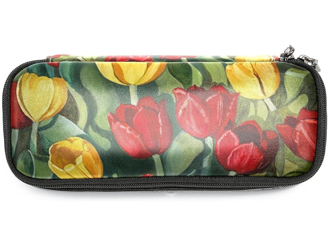 Estojo para lápis com estampa floral retrô de rosas, grande capacidade para marcadores, organizador escolar.