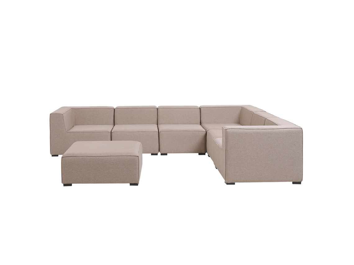 Sofá de jardim modular BELIANI Arezzo de Poliéster Creme 320x250x65