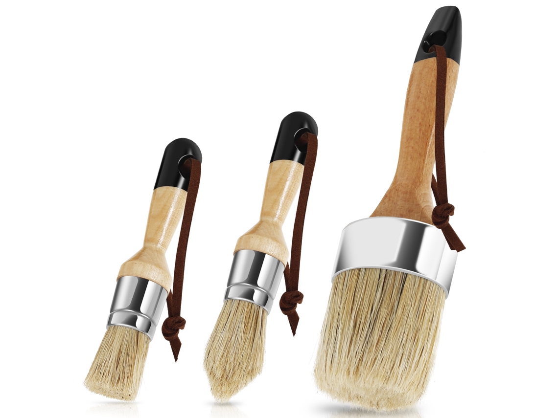 Pincéis de Cerdas Naturais para Estêncil, Pincéis para Cera de Tinta Giz, Pincéis para Cera de Móveis AQUAFORGE