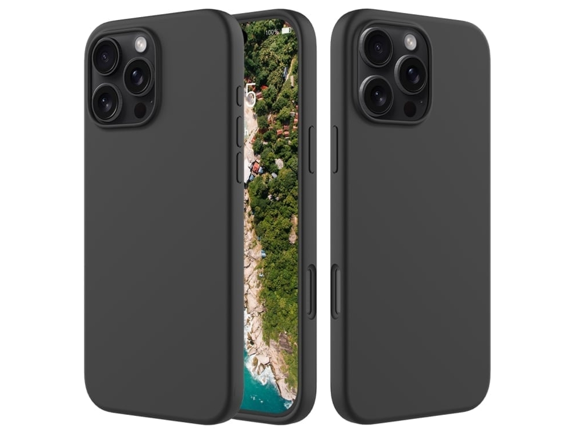 Capa De Silicone Para Iphone 16 Pro Max - Cor Sólida, Proteção Fina E Antiaderente - Preta