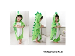 2026 toalla de Banho para Bebê de Algodão Amigável com a Pele Absorvente Estilo Dinossauro Unissex com Capuz Verde 60x120cm