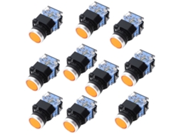 10 Pcs Interruptor De Botão De Cabeça Plana De Trava Automática Bem38-11s 1 On 1 Off Botão Amarelo
