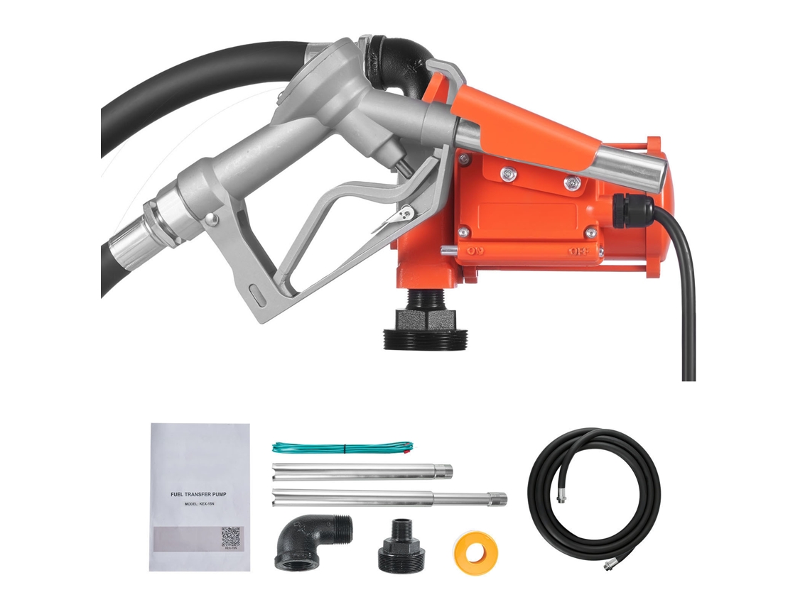 Bomba de Transferência Combustível 12 V Cc 15 Gpm, com Bico Manual, Mangueira Descarga, Proteção Contra Superaquecimento, Cabo Alimentação, para
