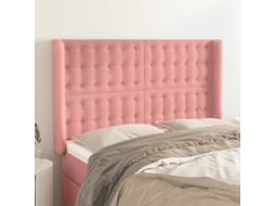 Vidaxl Cabeceira Cama C/ Abas Veludo 147x16x118/128 Cm Rosa