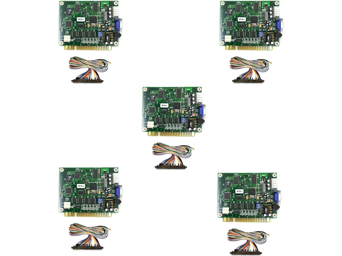 Placa de Circuito Impresso Multijogos 5x 60 em 1 para Jogos de Arcade com Cabo de 28 Pinos e Saída Vga Horizontal para Jamma