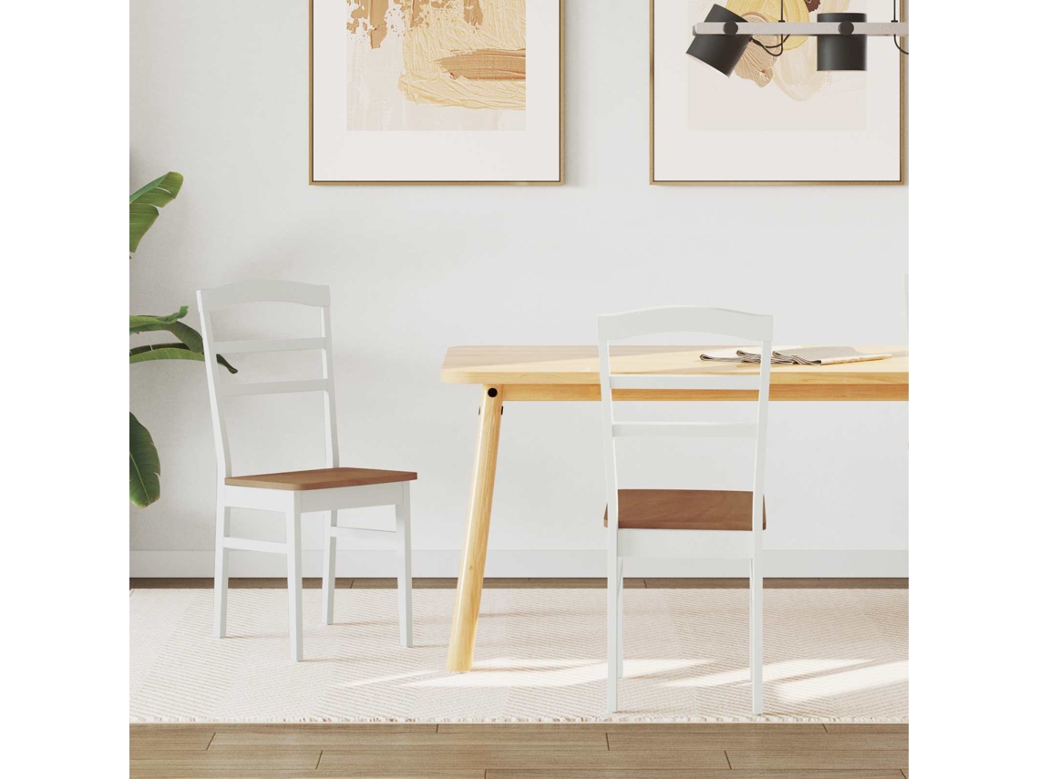 Vidaxl Cadeira De Jantar 2 Pcs Branco E Natural