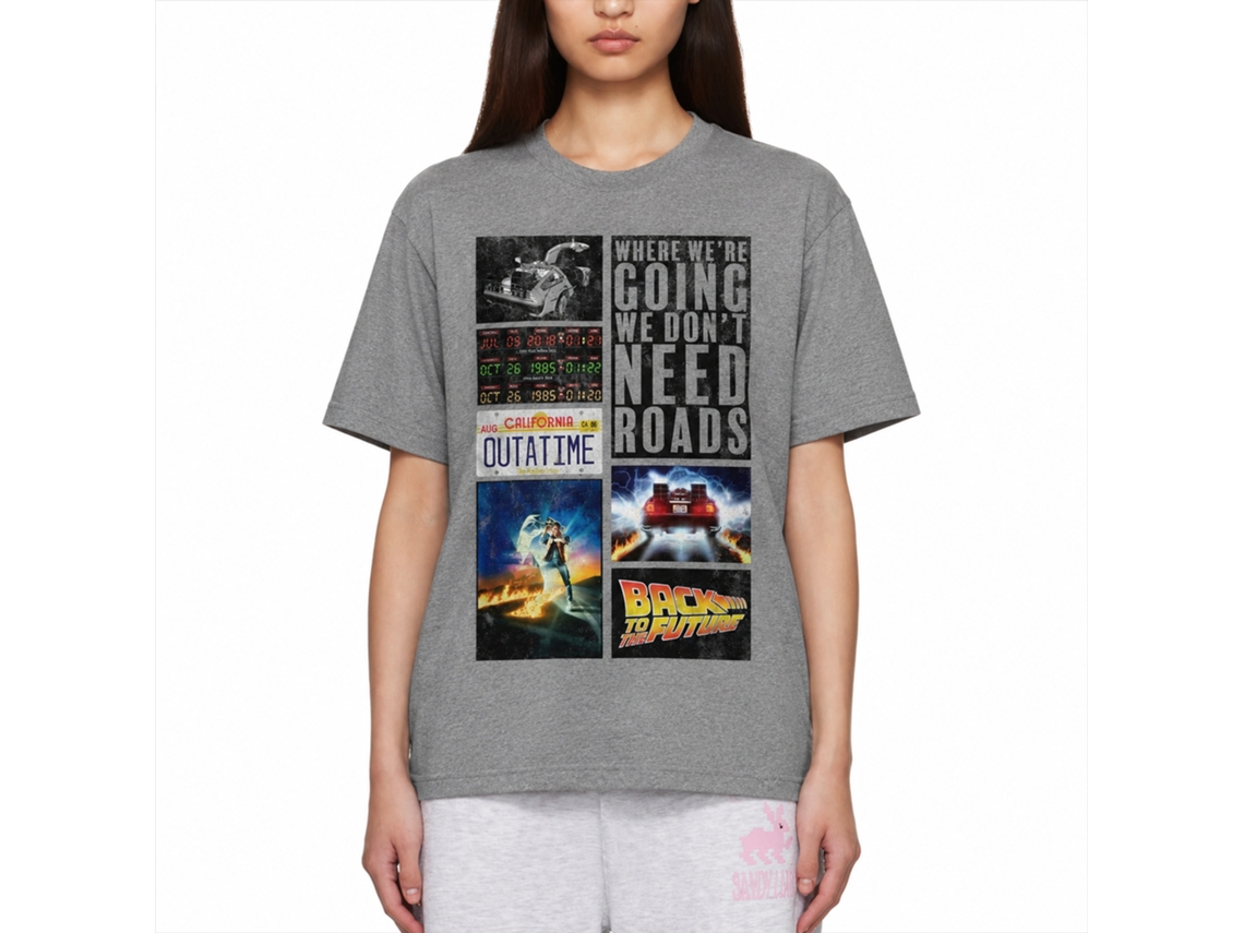 Rockinstone Back To The Future Movie Future Hits Heather Graphite Adult T-shirt Size:m
