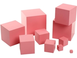 Conjunto Montessori Torre De Cubos Rosa, Brinquedo Sensorial