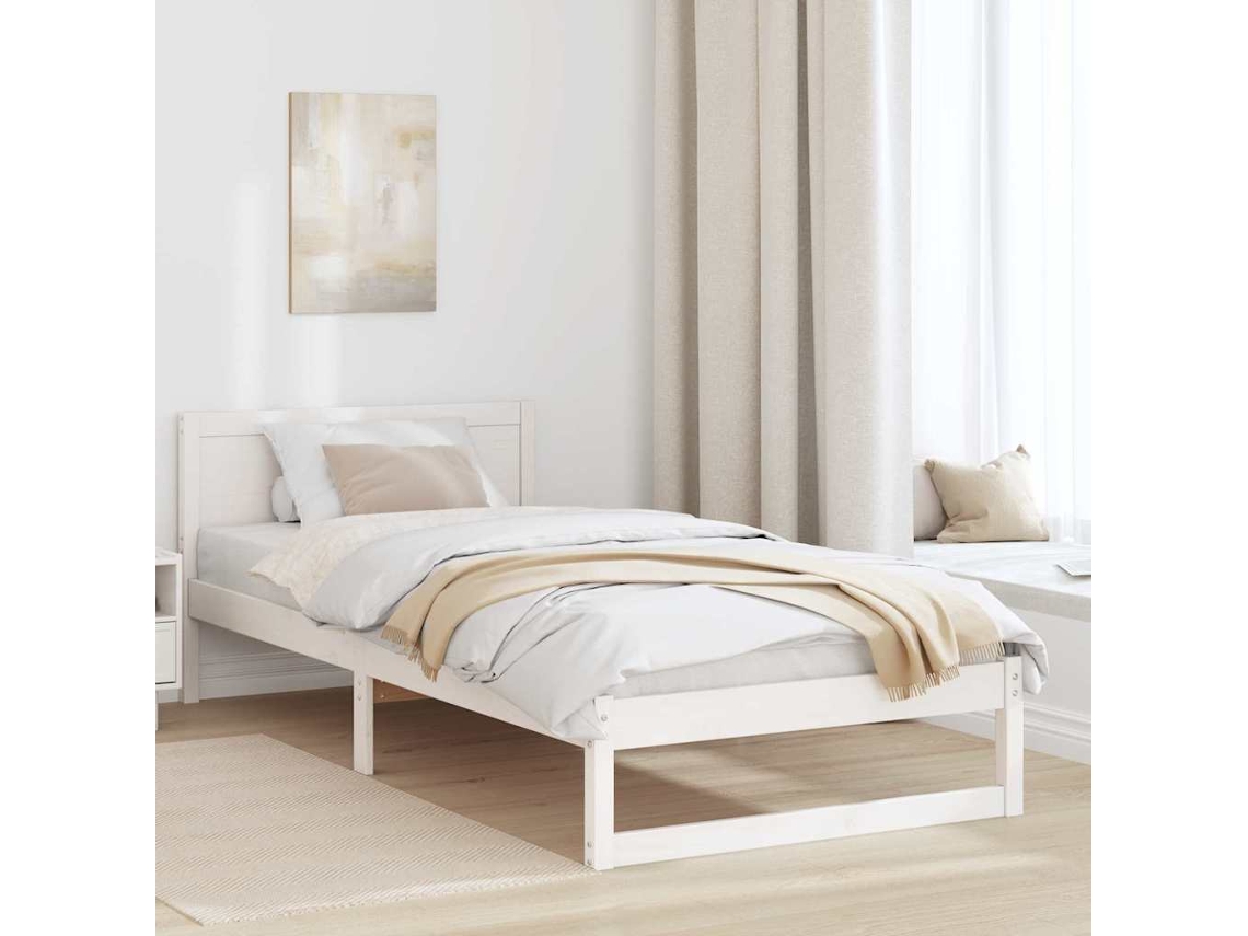 Vidaxl Estrutura Da Cama Branco 80 X 200 Cm Madeira De Pinheiro Sólida