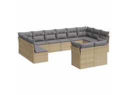 Conjunto de 12 Sofás para Jardim com Almofadões Vime Pe Bege MAISON EXCLUSIVE