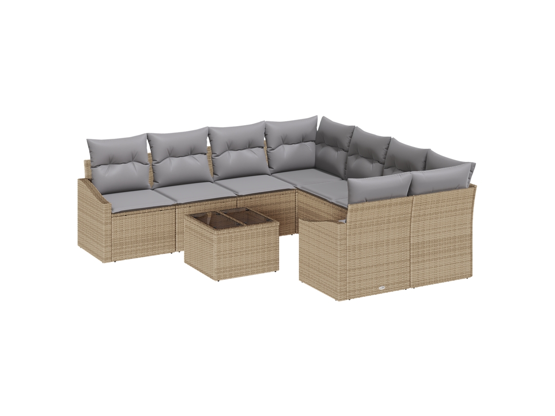 Conjunto 9 Móveis De Jardim Vidaxl Bege Vime Pe (55 X 55 X 37 Cm)