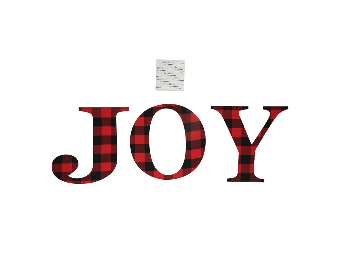 Decoração De Natal Placa De Letra Xadrez Madeira Joy Shape