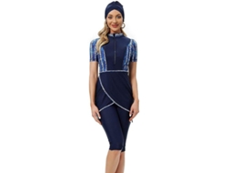 2026 traje de Banho Muçulmano Modesto Crop Curto para Mulher 2023 com Cremalheira Frontal Burkini 3xl Azul