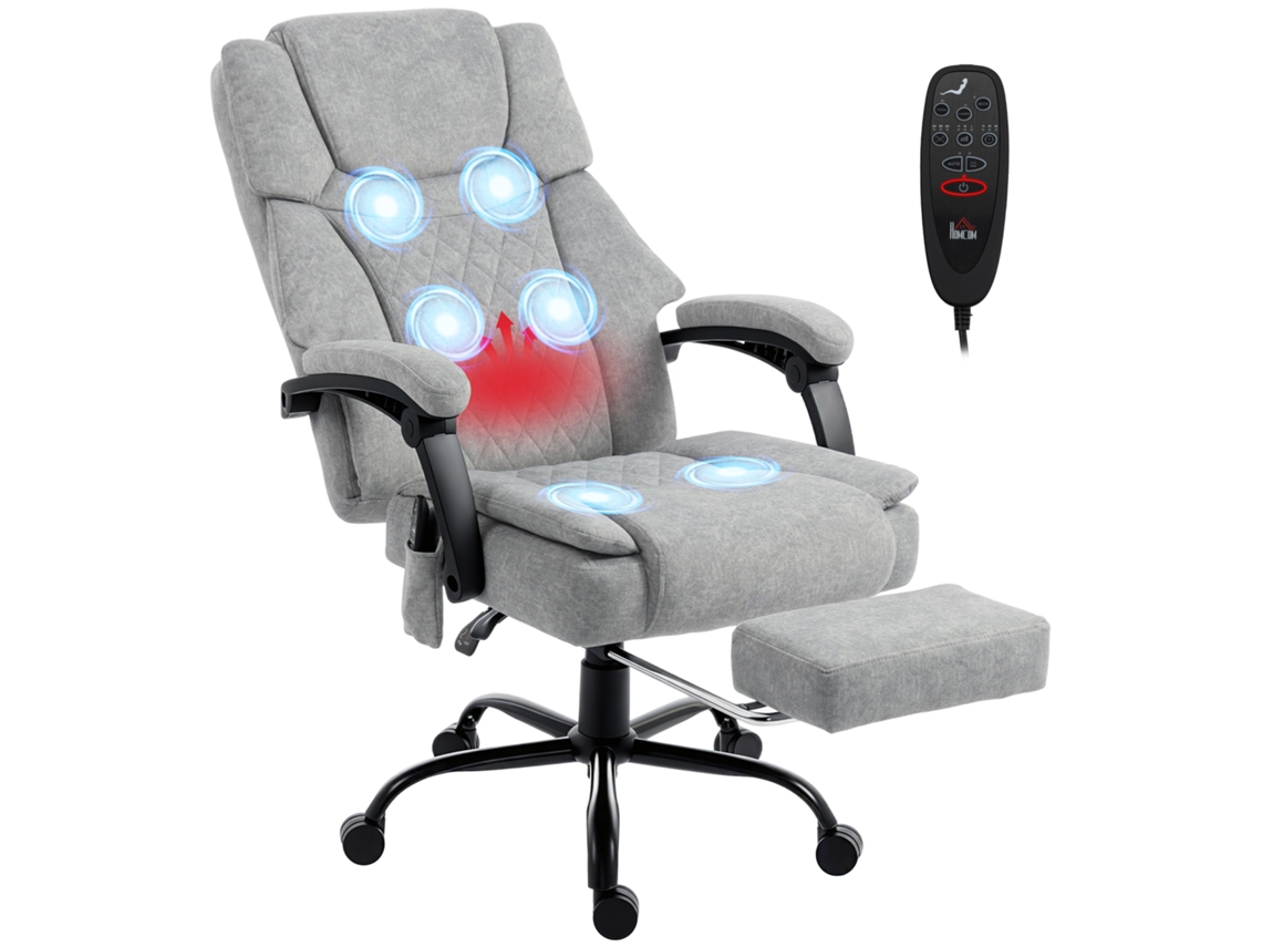 Hochlehner Massage-cadeira De Escritório Mit Vibration, Wärmefunktion, Verstellbarer Rückenlehne, Apoio Para Pés,...