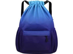Bolsa de Ginástica com Cordão, Bolsas Grandes com Cordão e Bolsos de Malha, Bolsa de Nylon Impermeável com Cordão, Fy, Ciano BRILVIBERA