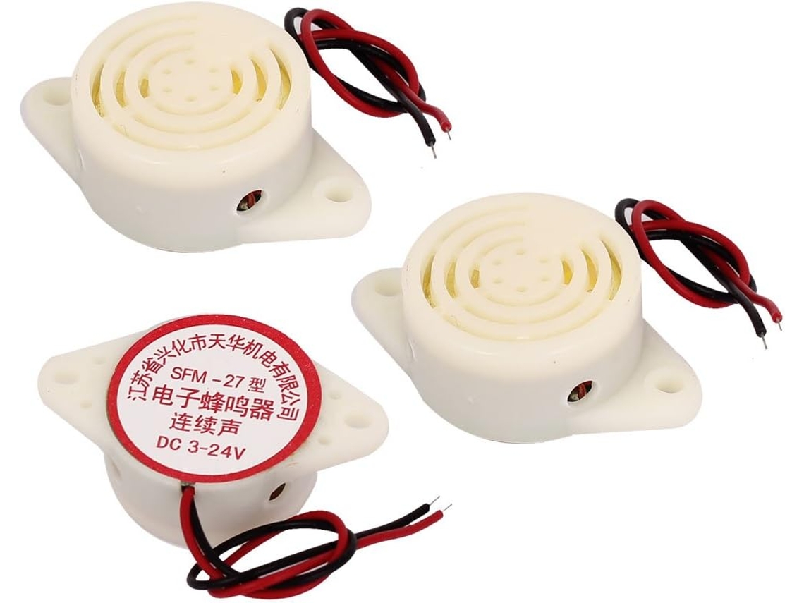 Alarme Sonoro Eletrônico com Fio Sfm 27 de 95 Db, 3 Peças, Dc 3 24 V, Eco Contínuo CHABERLU