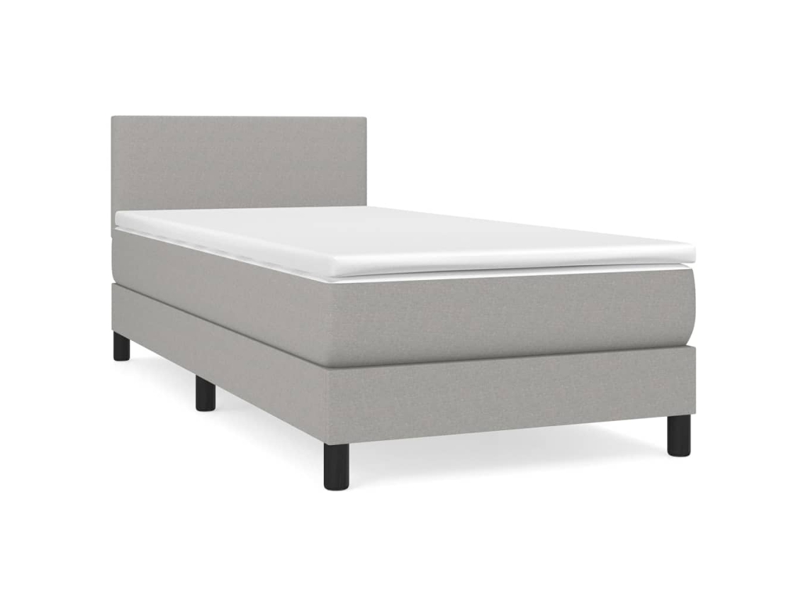 Cama com Molas e Colchão Tecido Cinzento Claro MAISON EXCLUSIVE (90x190 cm)