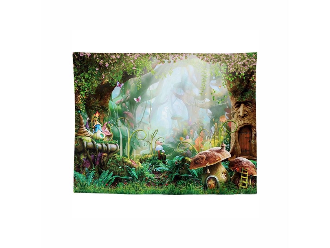 Tapeçaria de Floresta Verde Decoração de Parede de Conto de Fadas NEVEANCE