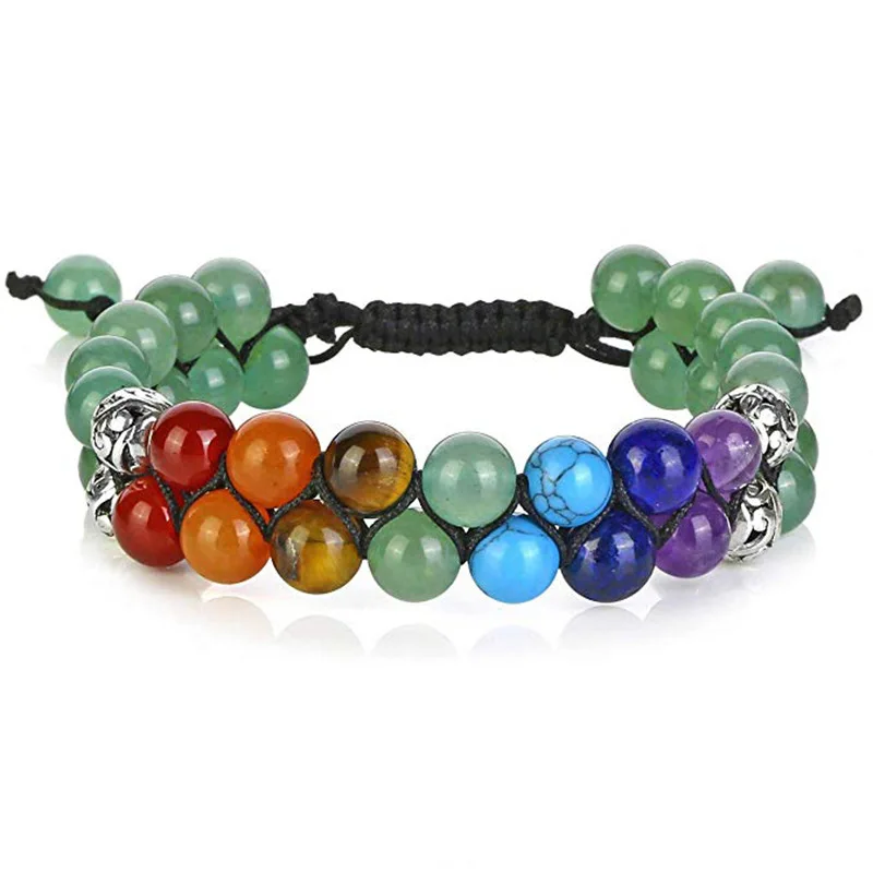 Pulseira Árvore da Vida Trançada com Pedras Dos Chakras de 4 Mm, Joia Artesanal para Casais. MDUG