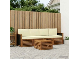 Vidaxl Conjunto De Sofás Para Exterior 5 Unid. Natural E Creme