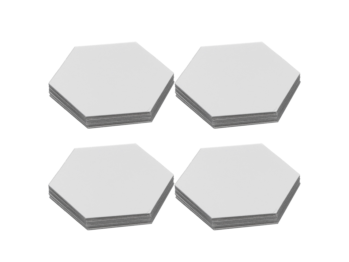 Autocolante de espelho hexagonal de acrílico autoadesivo decorativo 20cm prata 12 peças | S/MARCA