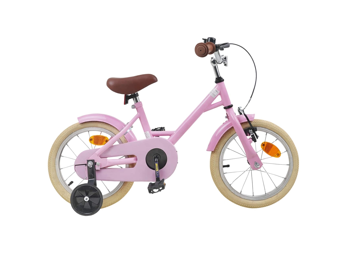 Vidaxl Bicicleta Infantil 14 Polegadas Para 3 A 5 Anos Rosa Claro