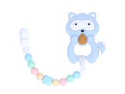 Primerox brinquedo de Dentição para Bebê Silicone de Alimentação Anel com Corrente Desenho Animado Azul