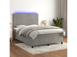 Vidaxl Cama Box Spring C/ Colchão/led 140x190 Cm Veludo Cinzento