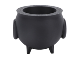 Porta-velas em formato de caldeirão, impresso em 3D, para decoração de mesa, ideal para quartos e festas.