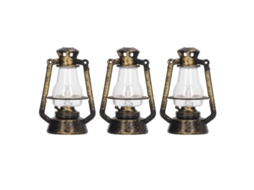 Primerox 3pcs Lâmpada de Querosene Miniatura Iluminada para Boneca 1/12 1/6 Decoração Diy Retro