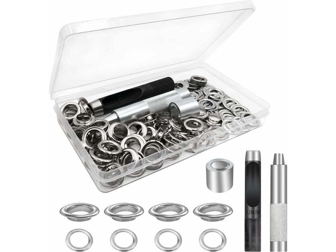 Conjunto De 100 Ilhós Para Lona, ​​ Ilhós Prateados Para Reparo De Lona De Tenda, 12 Mm(diâmetro Interno)