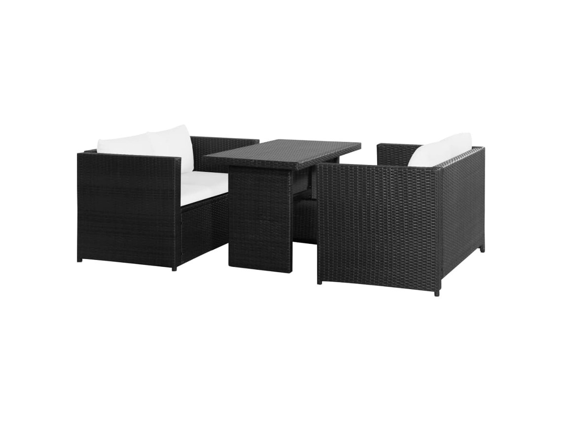 Conjunto De Sofás Para Jardim 11 Pcs Vime Pe Preto Dkd Home Decor