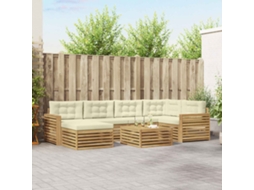 Vidaxl Conjunto De Sofás Para Exterior 7 Unid. Branco E Creme