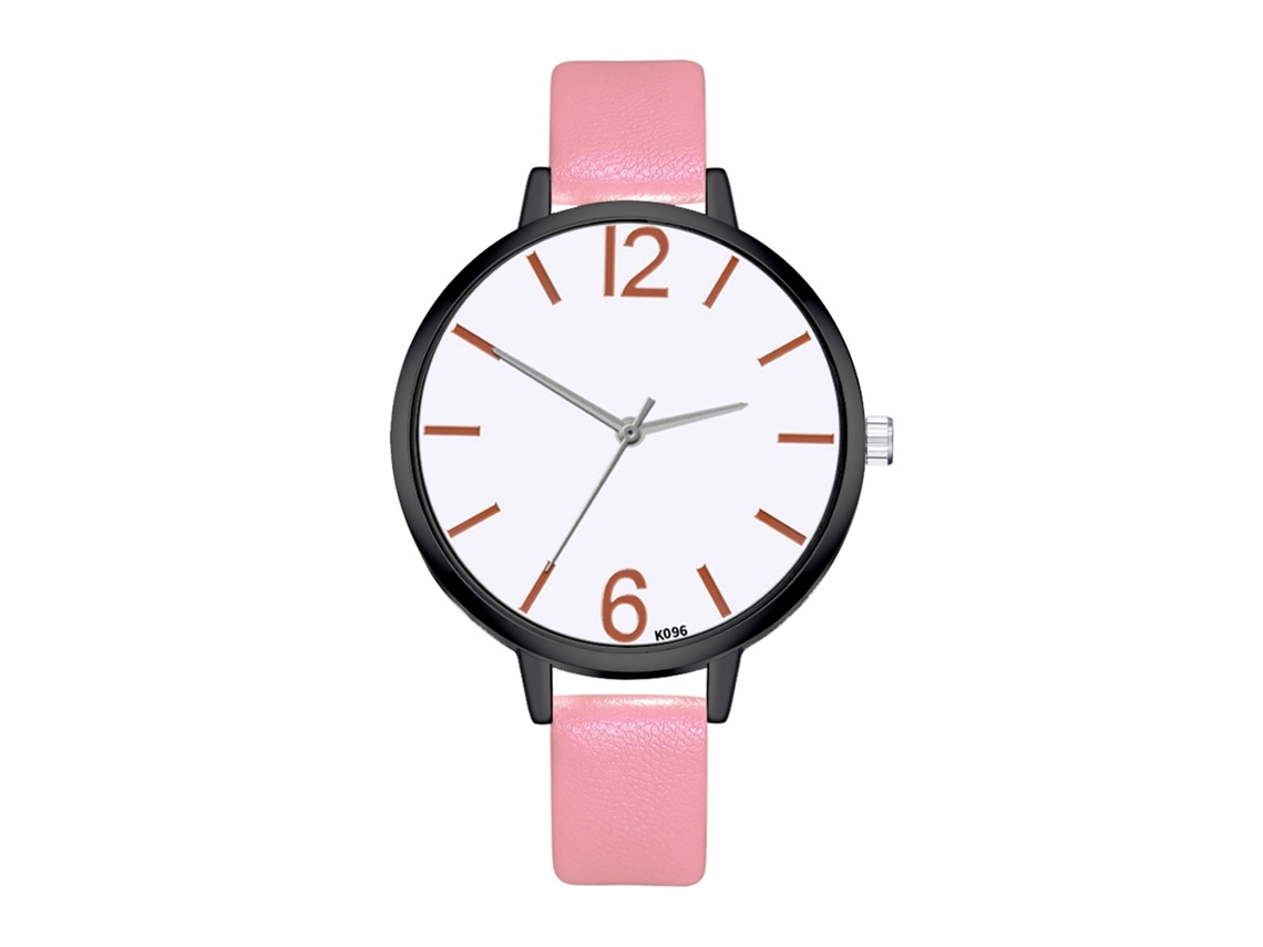 Relógio Feminino de Negócio Zhoulianfa Estilo Coreano Couro Simples Rosa