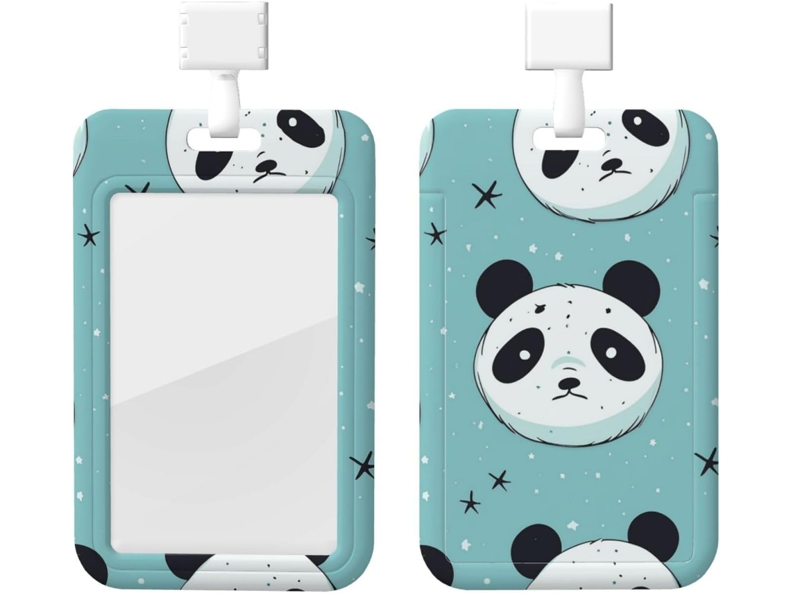 Porta-objetos Crachá com estampa de panda e cordão, suporte de plástico impermeável, ideal para enfermeiras e auxiliares de enfermagem.