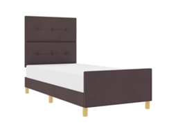 Cama De Solteiro | Camas Para Quarto | Estrutura Da Cama Castanho Escuro 90 X 200 Cm Tecido