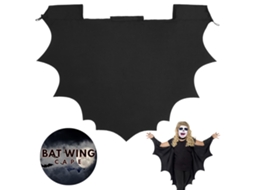 Capa de Halloween Preta com Morcego para Cosplay e Festas Assustadoras LAXISCREED