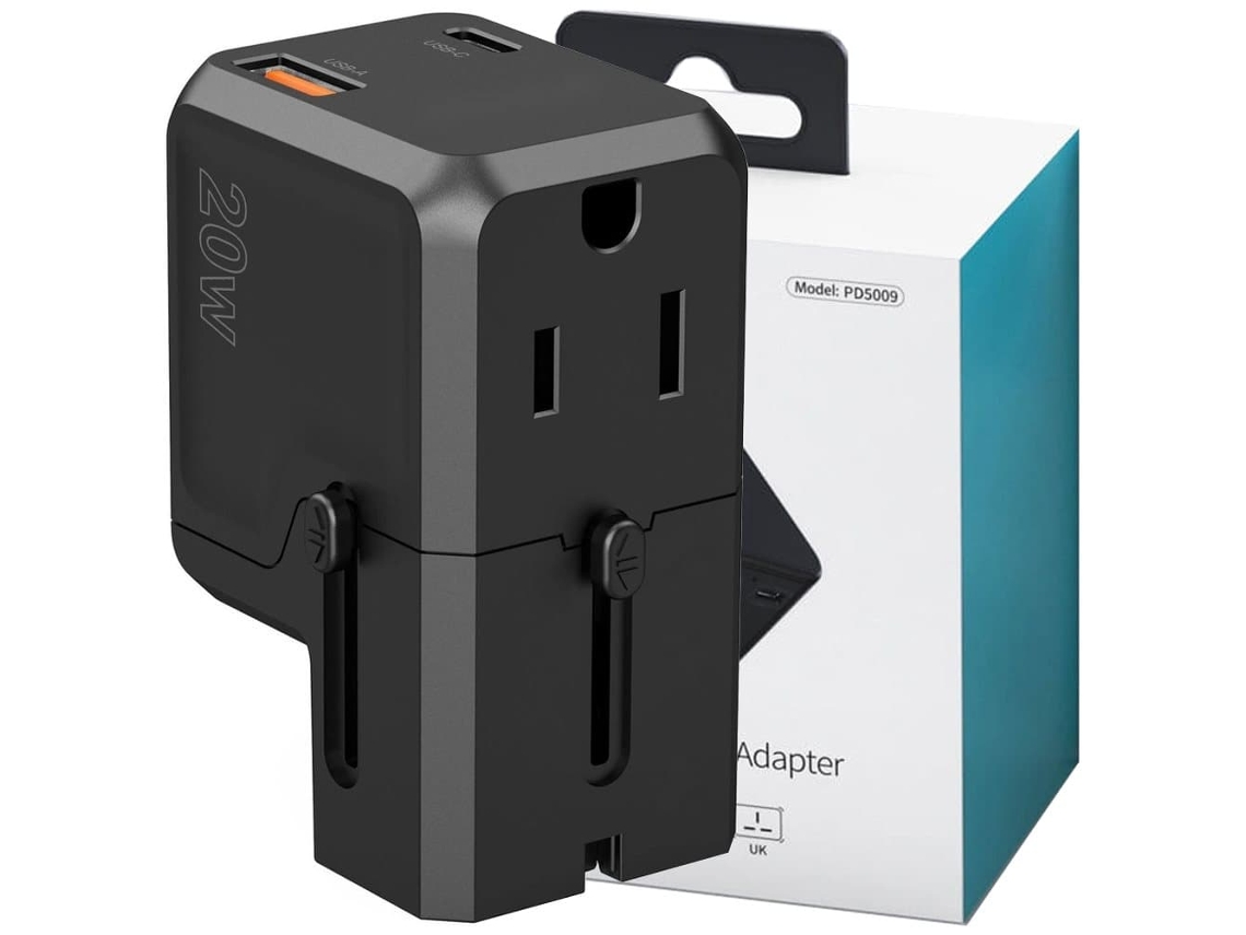 Carregador De Viagem Choetech Pd6038 Usb, C Usb, A Pd 20w Eua Ue Reino Unido Au, Preto