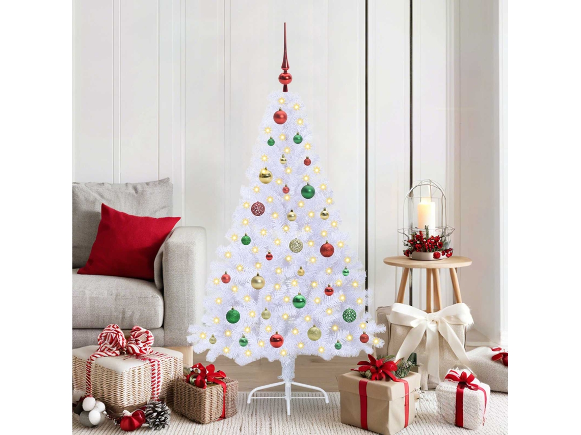 Vidaxl Árvore De Natal Artificial Com 150 Leds Branco 150 Cm Pvc E Aço