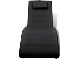 Chaise Longue VIDAXL almofada couro artificial preto