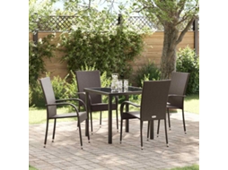 Vidaxl Conjunto De Jantar Para Jardim 5 Pcs Castanho