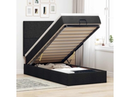Vidaxl Estrutura De Cama Otomana Com Colchão Preto Tecido