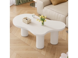 Mesa De Centro Irregular Em Forma De Nuvem 107cmx66cmx405cm Com Tampo De Mdf E Pernas De Pvc Com Almofada De Feltro Branca Mega Echo Trade Shop