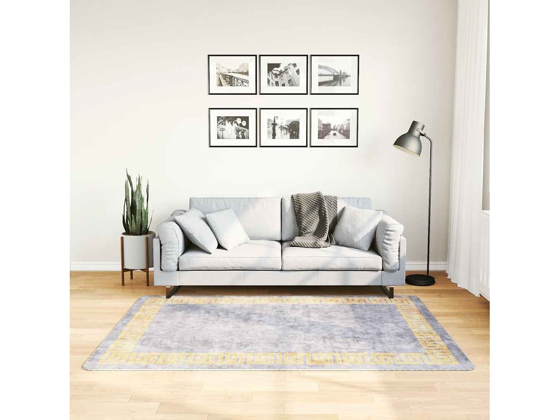 Vidaxl Tapete Lavável 120x180 Cm Cinzento