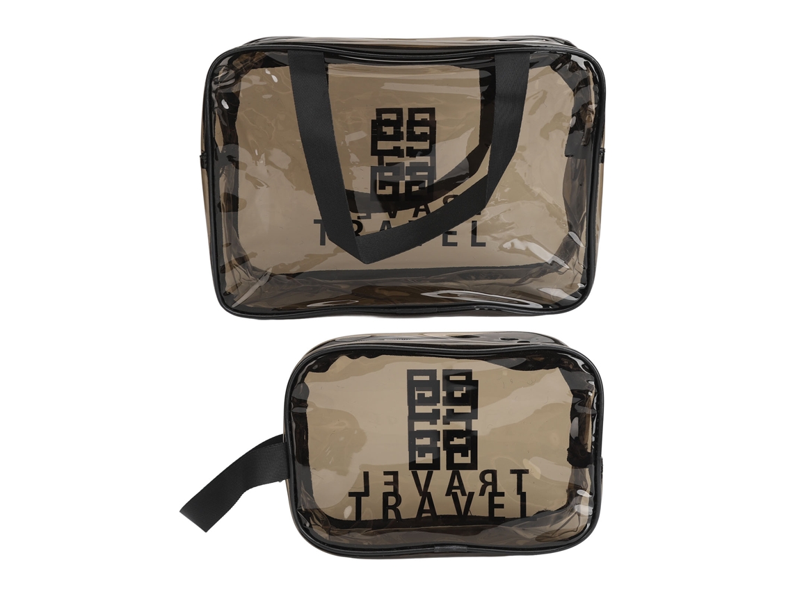 2pcs Bolsa De Armazenamento De Maquiagem Transparente Com Zíper Duplo Impermeável Para Viagem E Organização Multifuncional